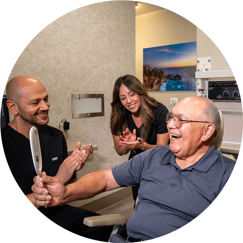 Patient Looking into mirror