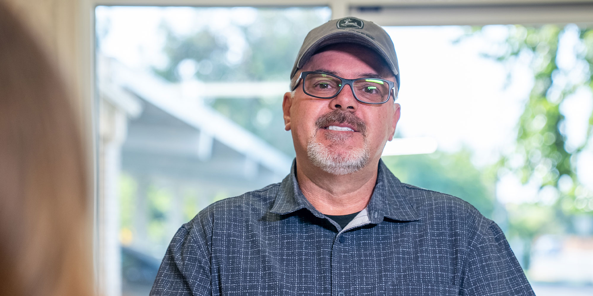 Patient checking into dental office